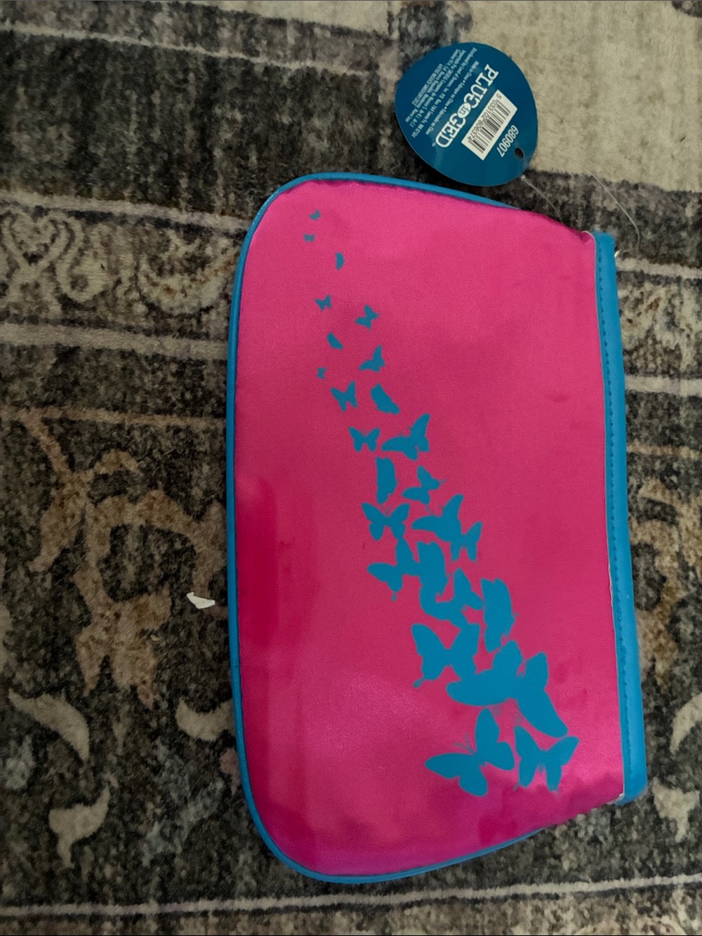 Hot Pink Cosmetic Case with Teal Trim